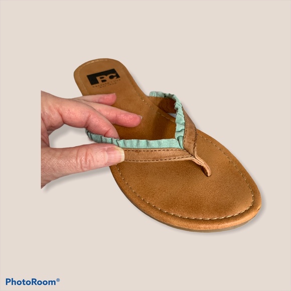BC Footwear Tan Sandal with Aqua Frill - Picture 6 of 9